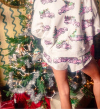 QUEEN OF SPARKLES Truck With Christmas Tree Shorts in white - women's shorts - view 5
