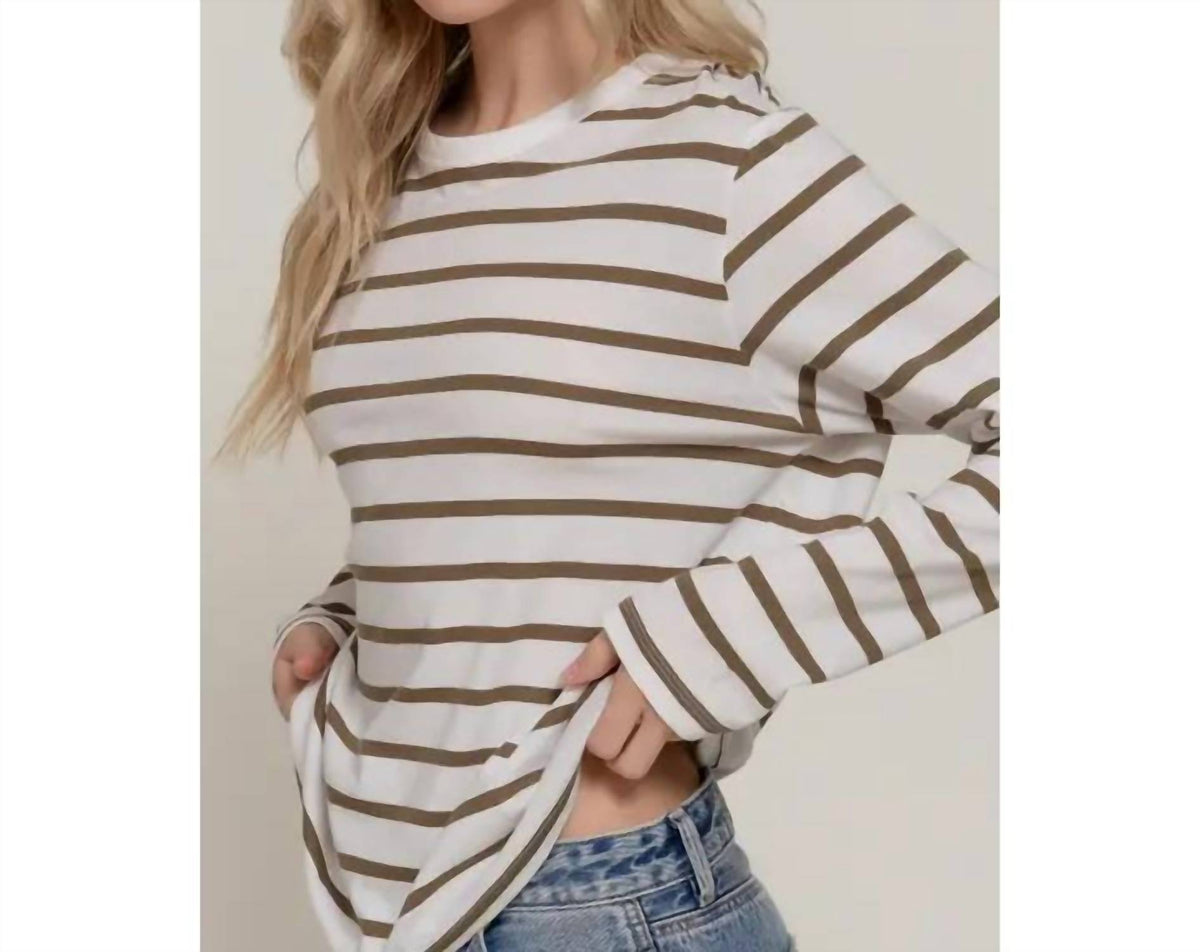 Active Basic - Long Sleeve Round Neck Stripe Tee