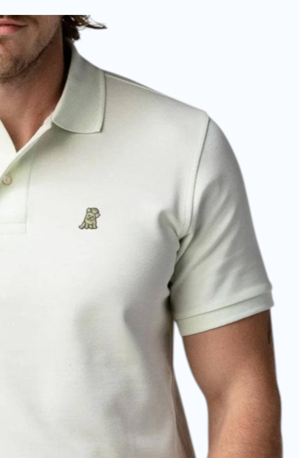 James Bark Regular Fit Polo Shirt With French Bulldog Logo in light green - men's shirt - detail view