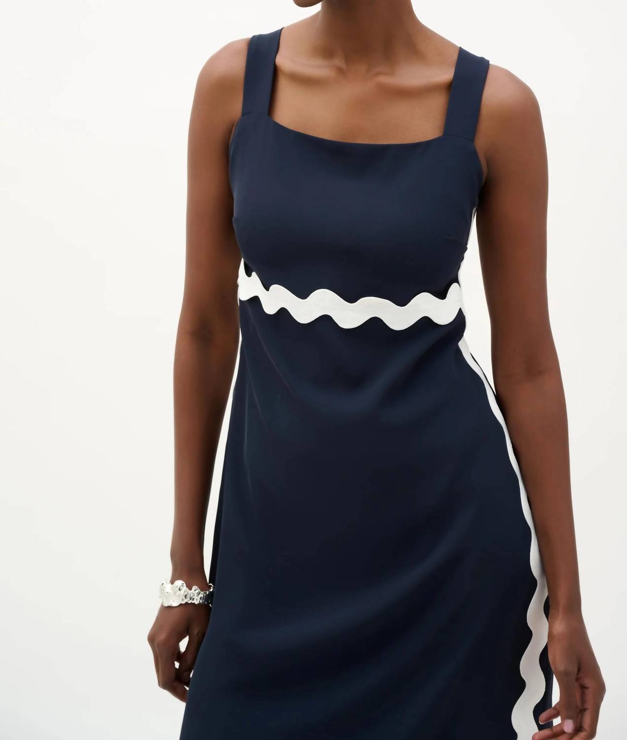 Joseph Ribkoff - Contrast Trim Square Neck Midi Dress