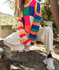 Davi & Dani - Light Weight Checkerboard Pullover Sweater - Plus
