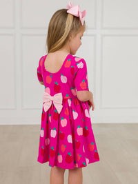 Rufflebutts - Girls Apple of My Eye Short Sleeve Knit Twirl Dress
