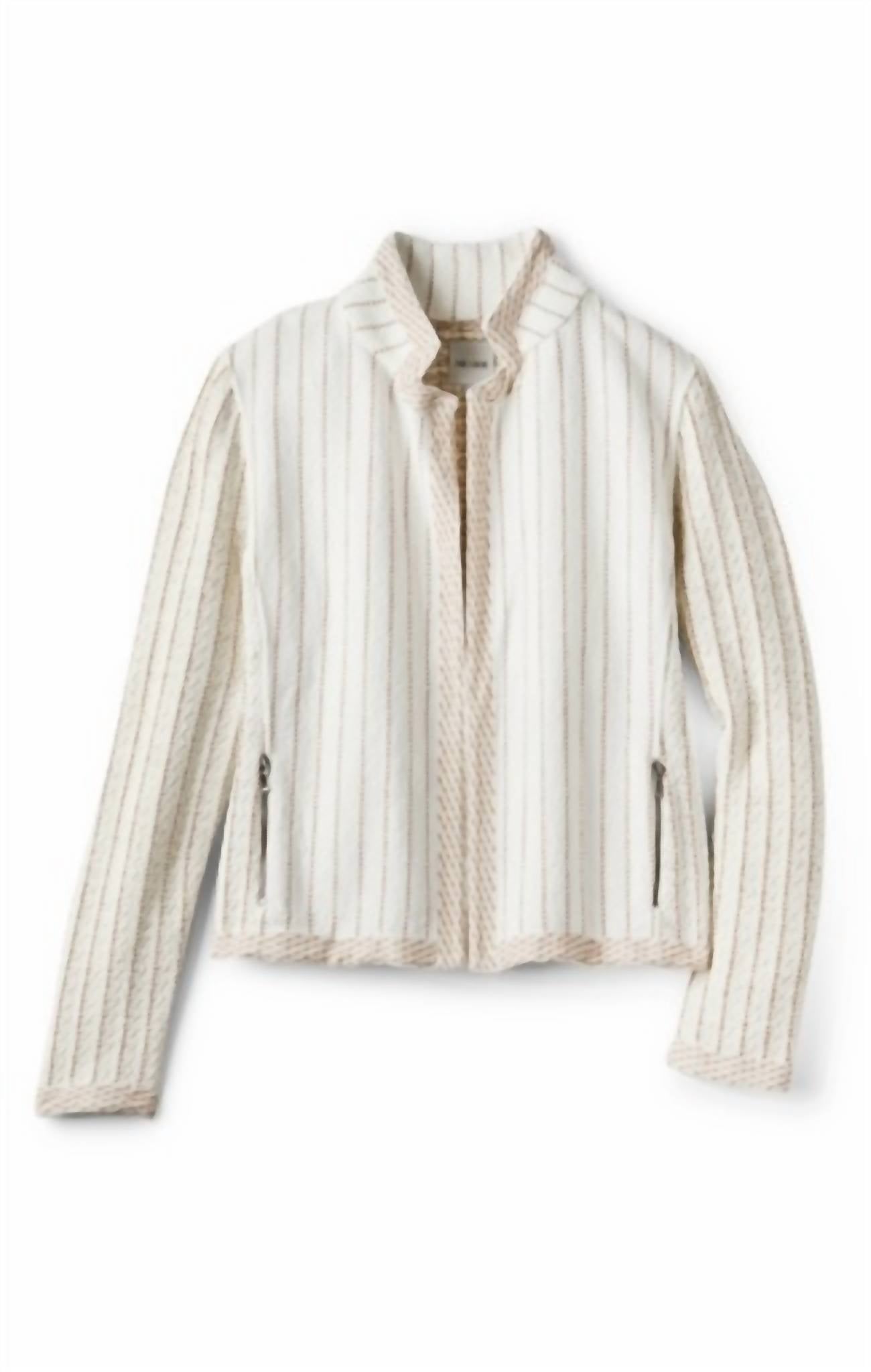 Nzt By Nic+Zoe - Pinstripe Notch Collar Knit Jacket