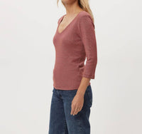 Michael Stars Angelina Shine V-neck Tee in muse - women's long sleeve top - view 4