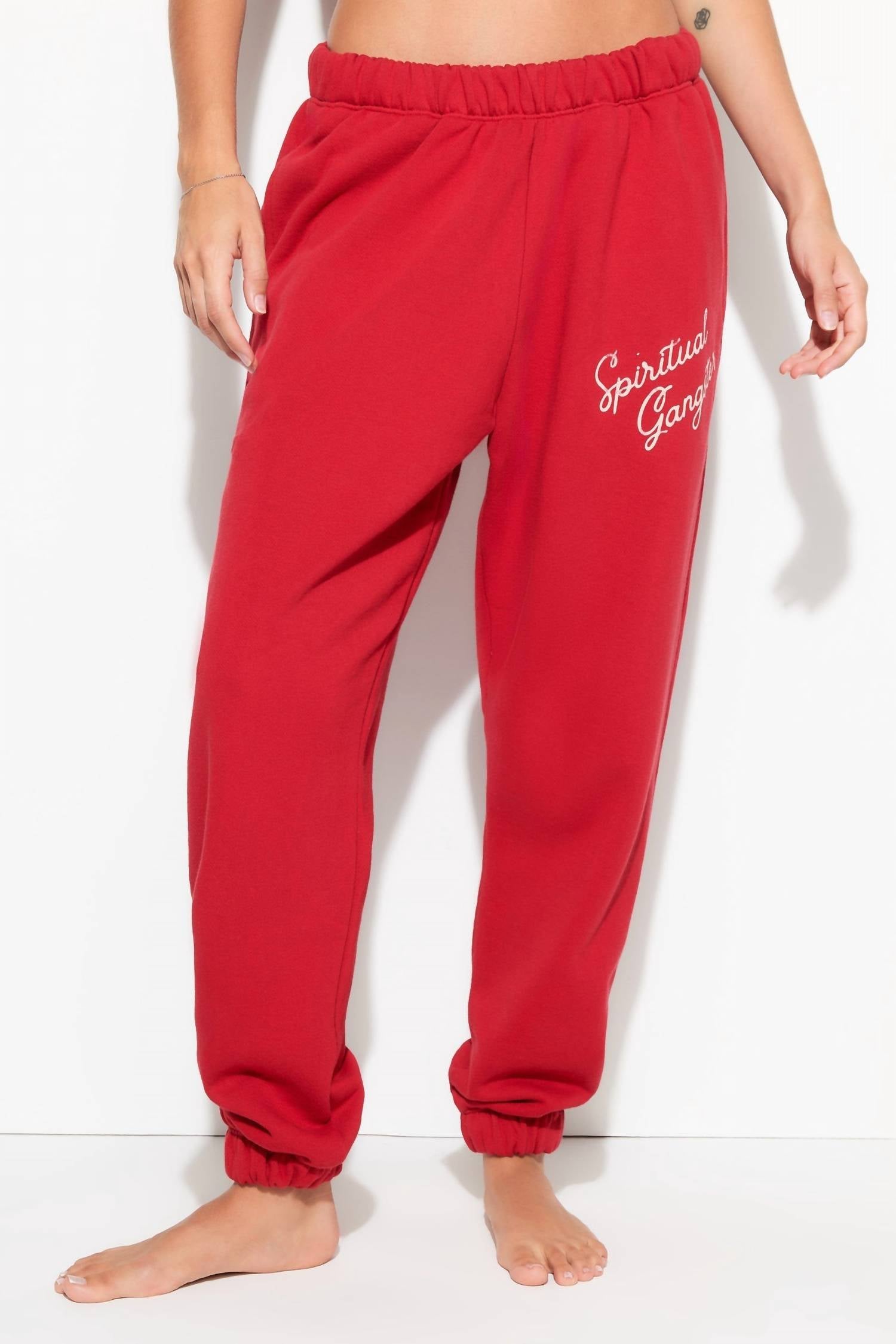 SPIRITUAL GANGSTER Insignia Portia Sweatpant in red heart - women's pants