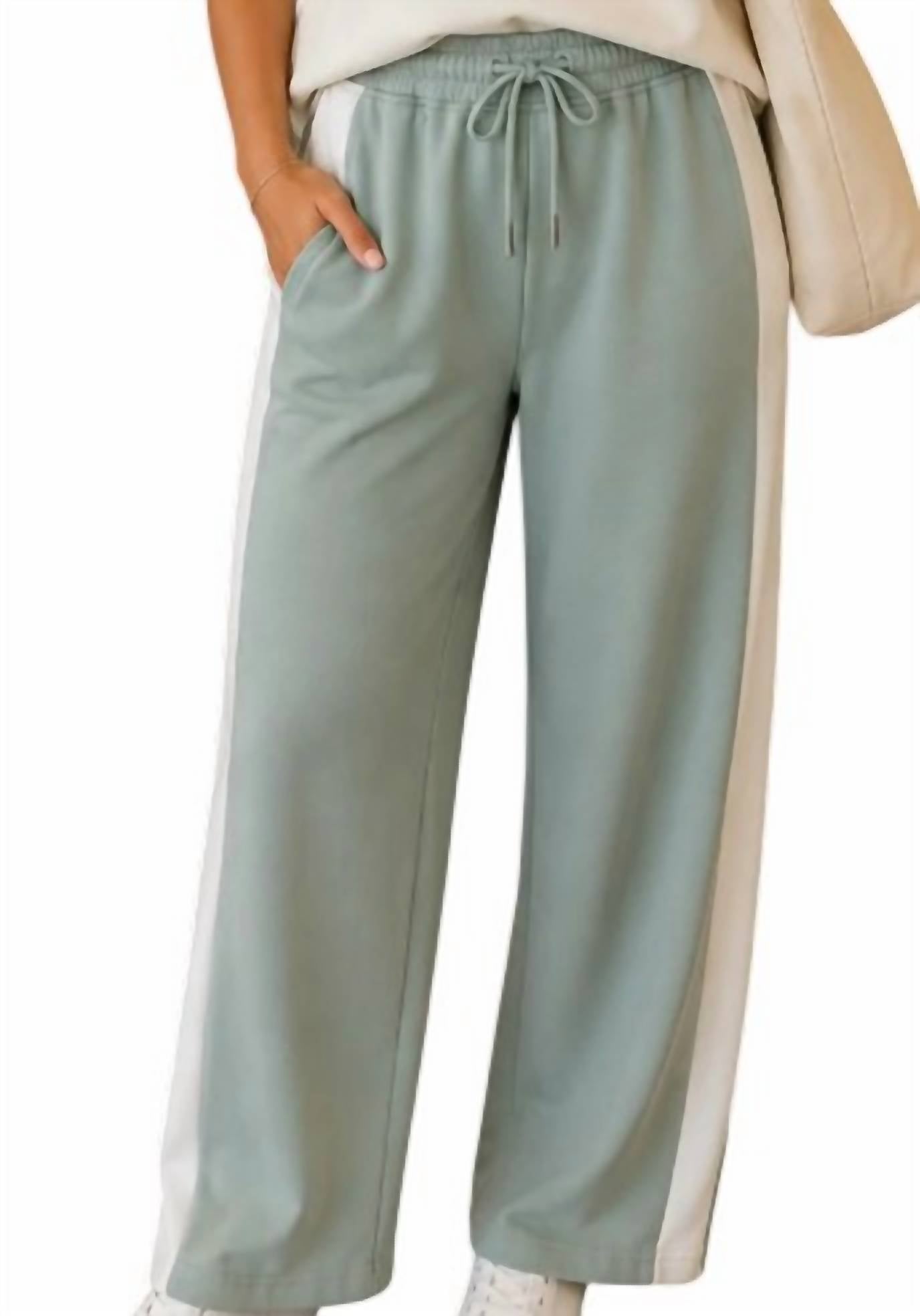 Yelete - Relaxed Fit Two-Toned Wide Leg Pants