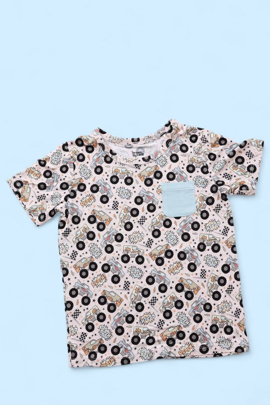 Dream Big Little Co. - Boy's Monster Truck Dream Pocket Tshirt