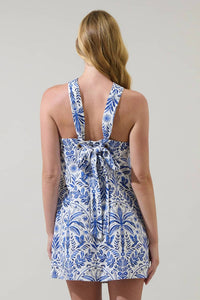SUGARLIPS Romina Tropical Halter Mini Dress in multi - women's dress - alternate view