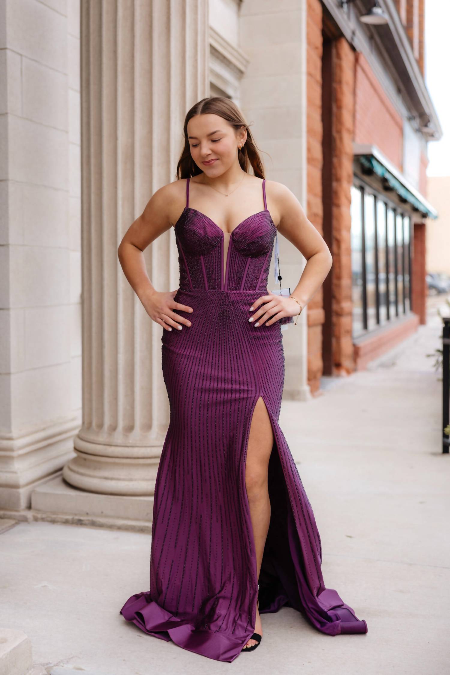 Sherri Hill Women's Prom Dress in purple - women's dress - alternate view