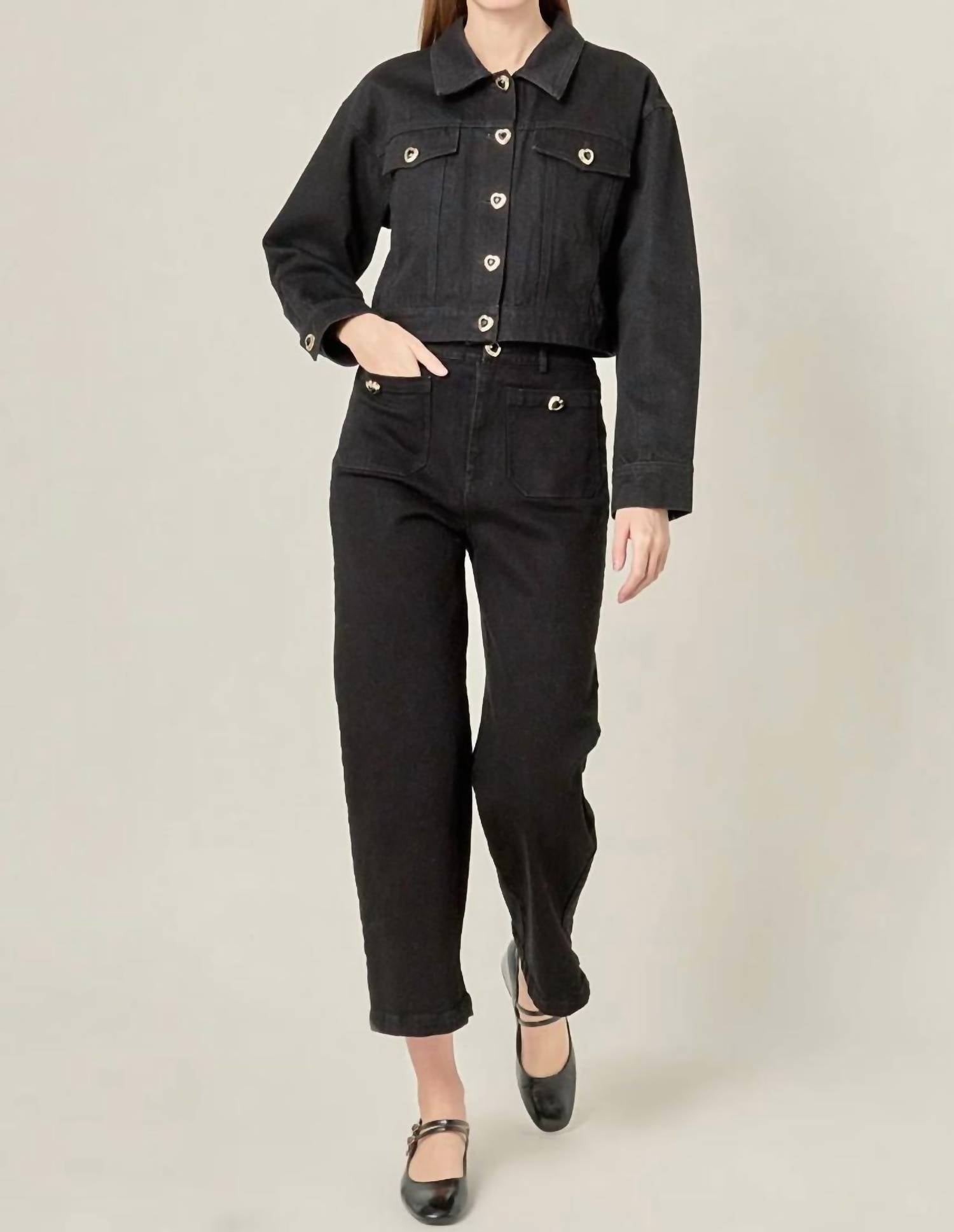 English Factory - Heart Button Stretch Culotte Pants