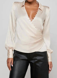 L'Agence - Bernice Satin Wrap Blouse