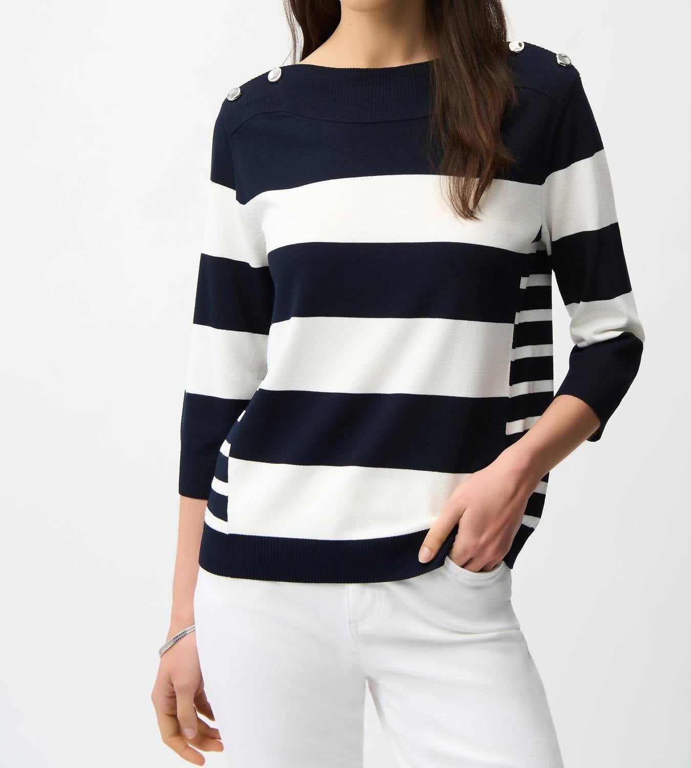 Joseph Ribkoff - STRIPED BOATNECK PULLOVER