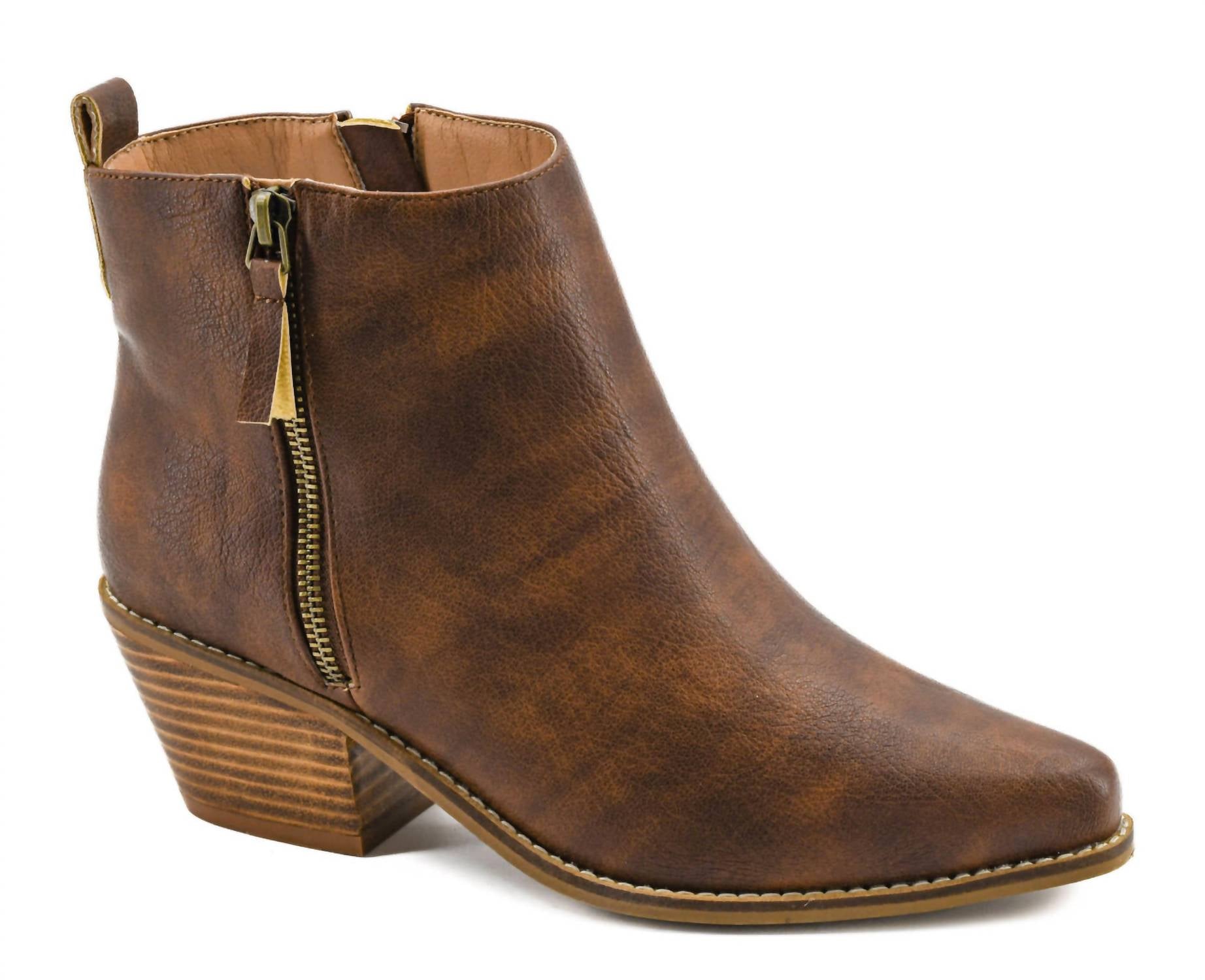 Corkys Footwear Women's Toil N Trouble Bootie in cognac - women's shoe - view 4