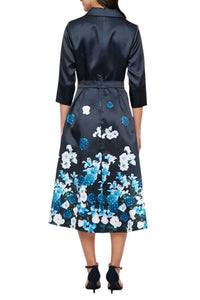 Alex Evenings - Women's Ribbon Wrap Bodice A Line Pleated Skirt Midi Dress