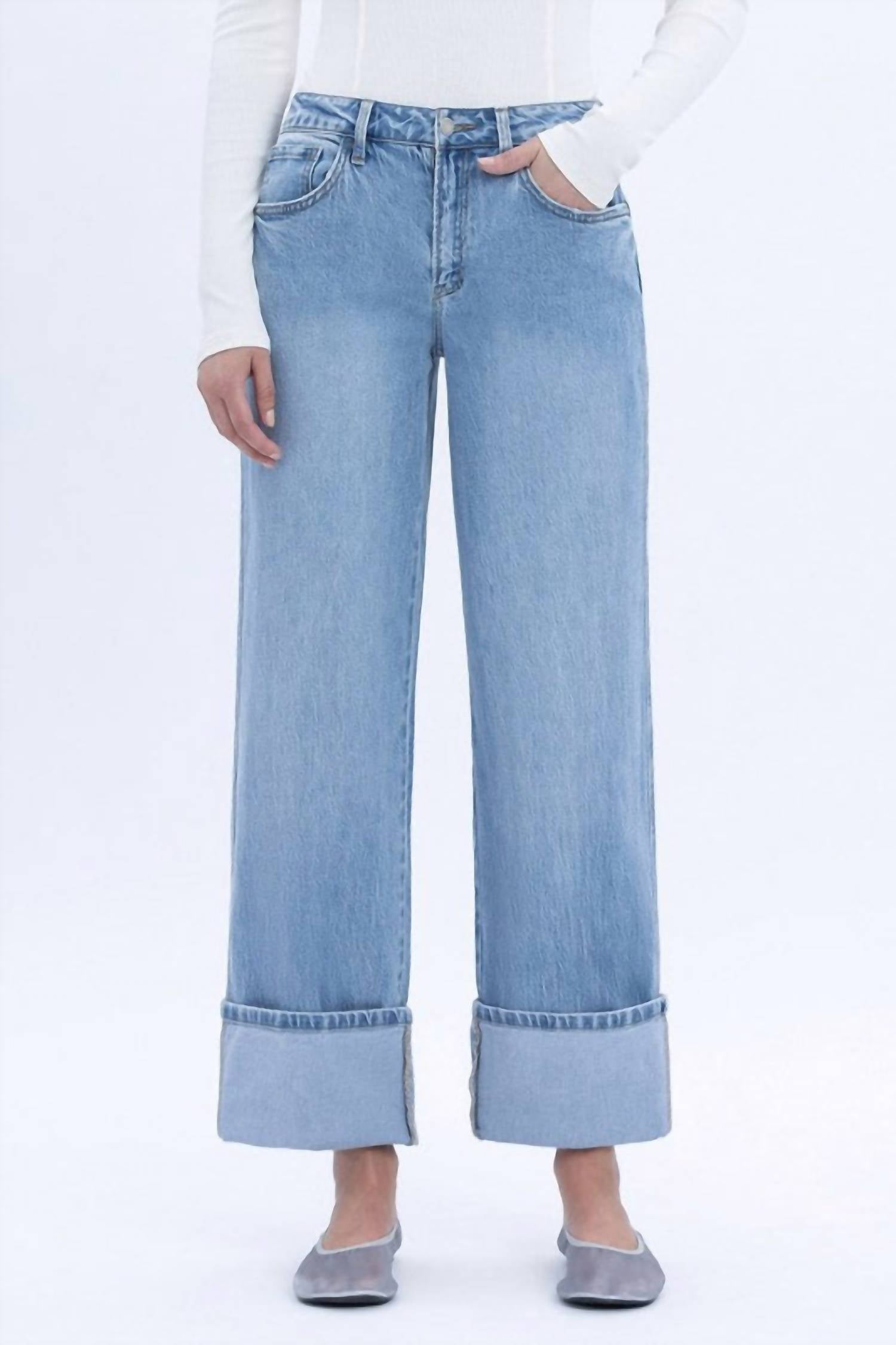 Vervet By Flying Monkey - Gabby Super High Rise Baggy Cuffed Straight Jeans