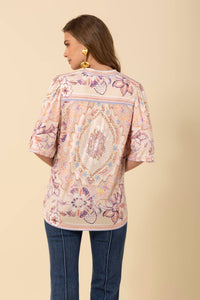 Hale Bob - Kaitlyn Modern Floral Flounce Sleeve Top