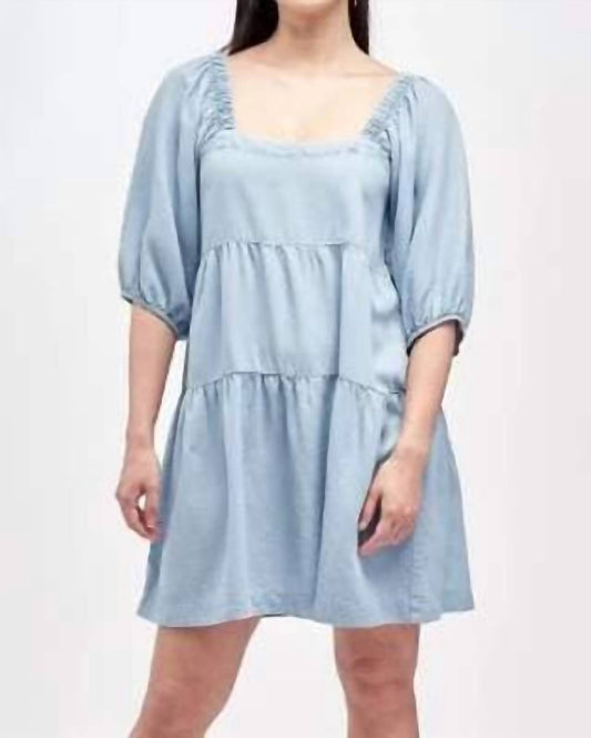 Pine Apparel - Tiered Dress with Puff Sleeves