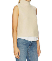 Brochu Walker Aimee Looker Pullover Top in bisque melange with white - women's jacket - alternate view