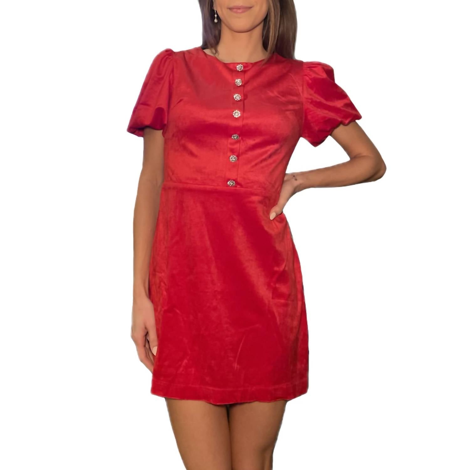 Tcec - Velvet Front Faux Button Down Dress