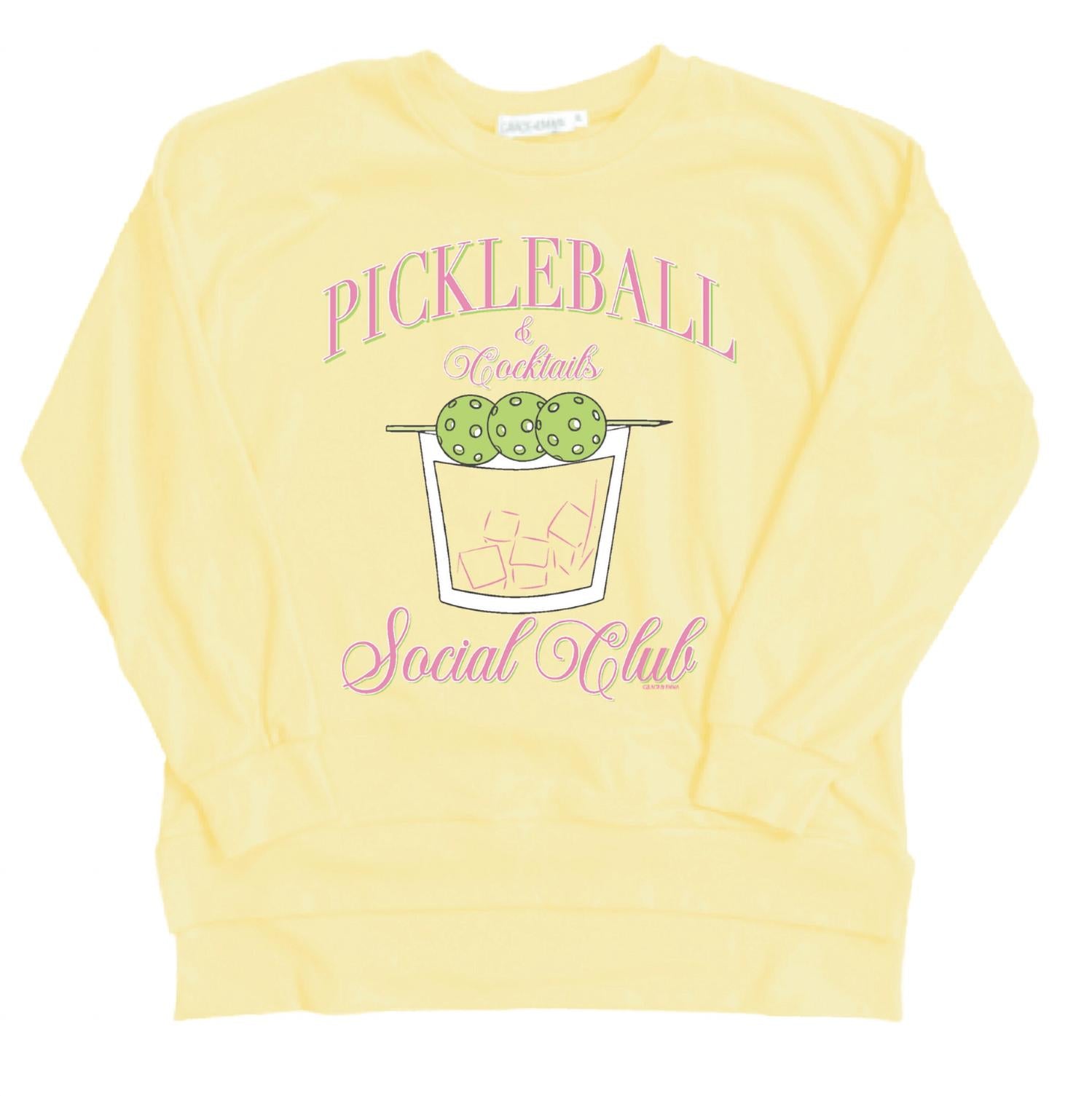 Southern Grace - Pickleball & Cocktails Micro Fleece Crewneck Sweater