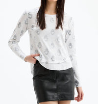CHRLDR Hamsa Ava Mock Layer Long Sleeve T-shirt in white - women's long sleeve top