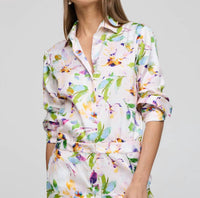 Hinson Wu Margot Long Sleeve Shirt Top in multi garden sateen - women's shirt - view 4