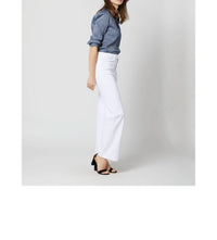 Ann Mashburn Column Patch Pocket Jeans in white stretch denim - women's jeans - detail view