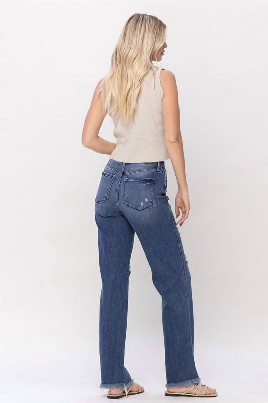 Judy Blue - High Waist With Knee Destroy Straight Jeans