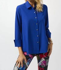 Joseph Ribkoff - Poplin Button-front Back Slit Sleeves Top