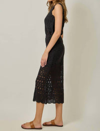 mystree Crochet Scallop Hem Skirt in black - women's skirt - alternate view