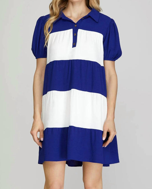 She + Sky - Color Block Tiered Dress