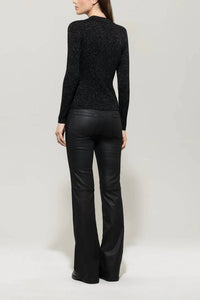 LUISA CERANO Leather Look Flared Pants in black - women's pants - alternate view