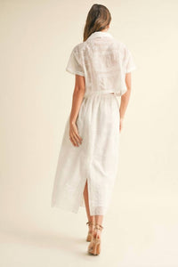 MIOU MUSE Lucy Eyelet Detail Blouse in white - women's blouse - detail view