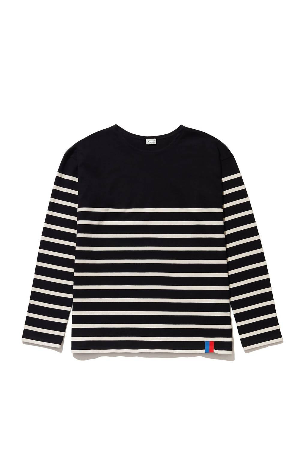 KULE Boyfriend Long Sleeve Tee in black cream - women's long sleeve top