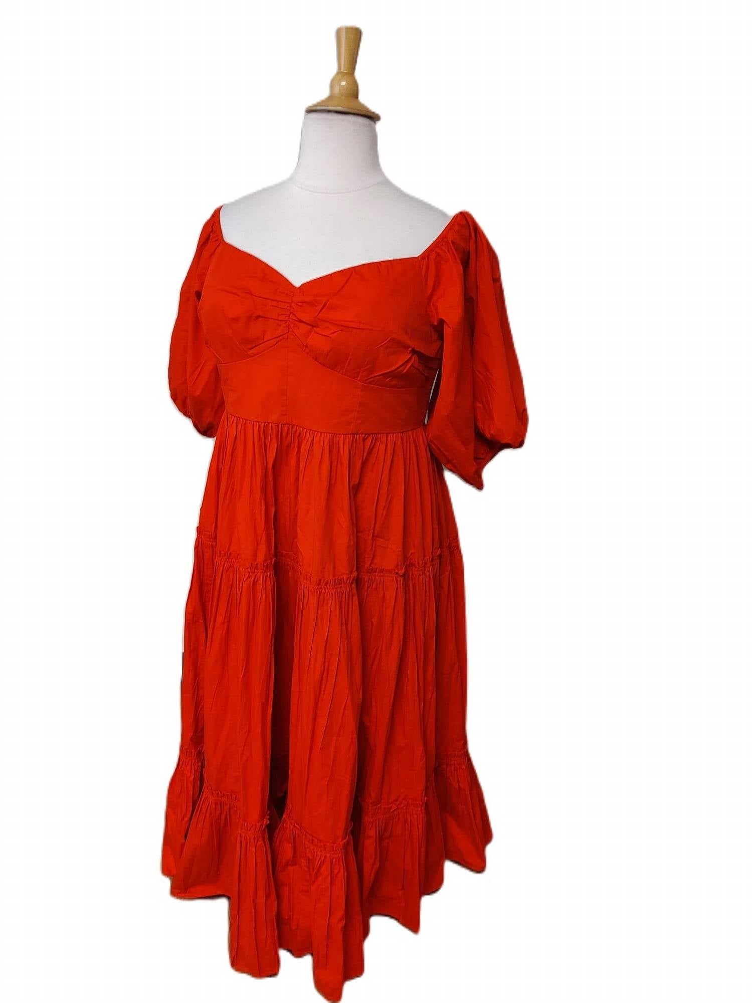 Anthropologie Plus - Women's Off-the-shoulder Puff Sleeves Maxi Dress