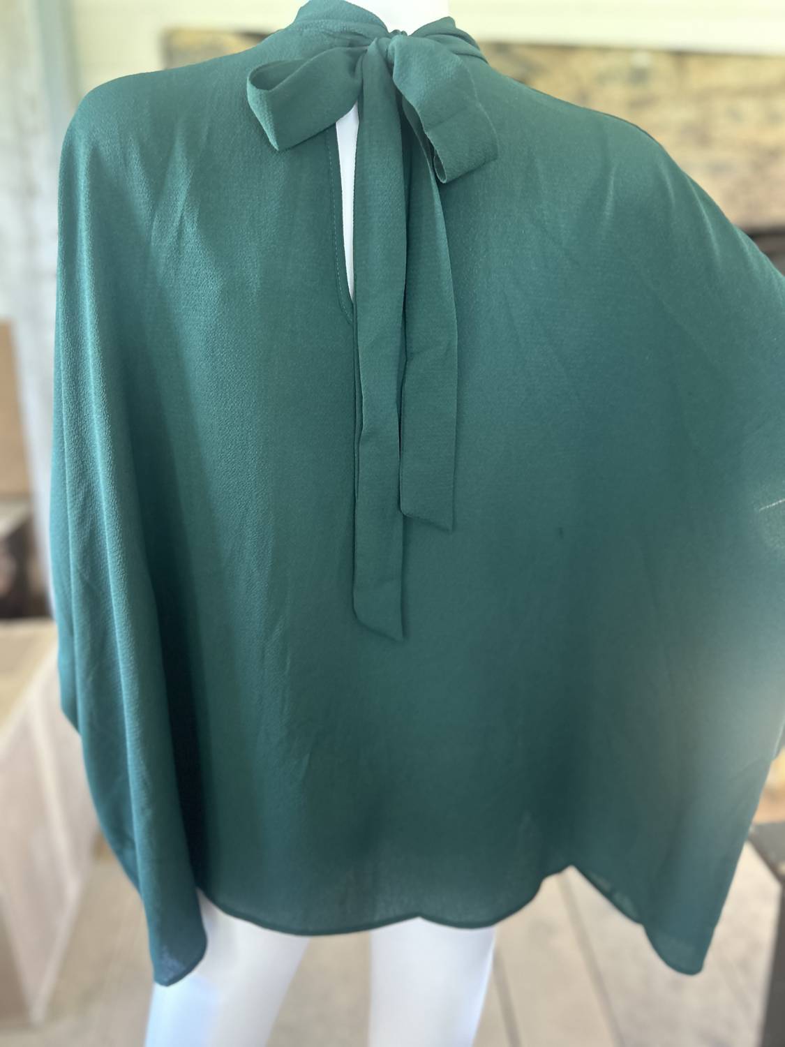 Before You - Women's Crepe Mock Neck Back Neck Tie Top