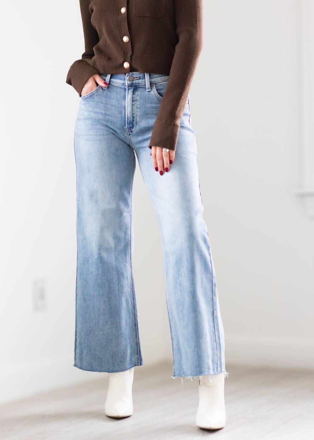 Just Usa - Slim Wide Leg Cropped Jeans