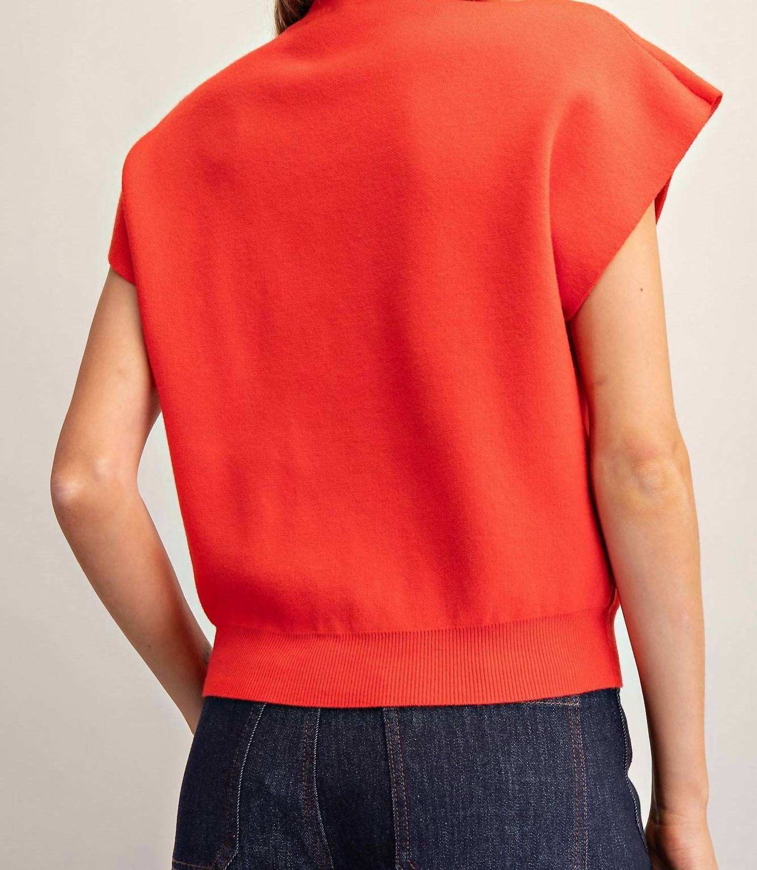 Ee:Some - Solene Cap Sleeve Floral Mock Neck Sweater