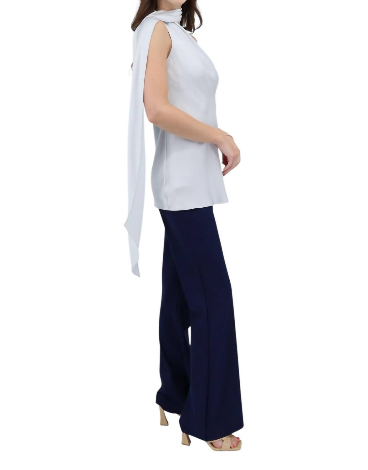 Mi Jong Lee - Satin One Shoulder Bias With Scarf Top