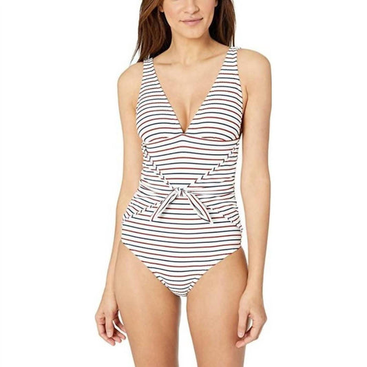 Shoshanna - Sport Stripe Rib Tie Waist One Piece