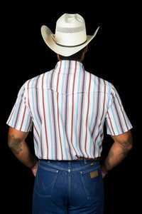 Ferrell Brooks Short Sleeve Snap Shirt in white - men's shirt - alternate view