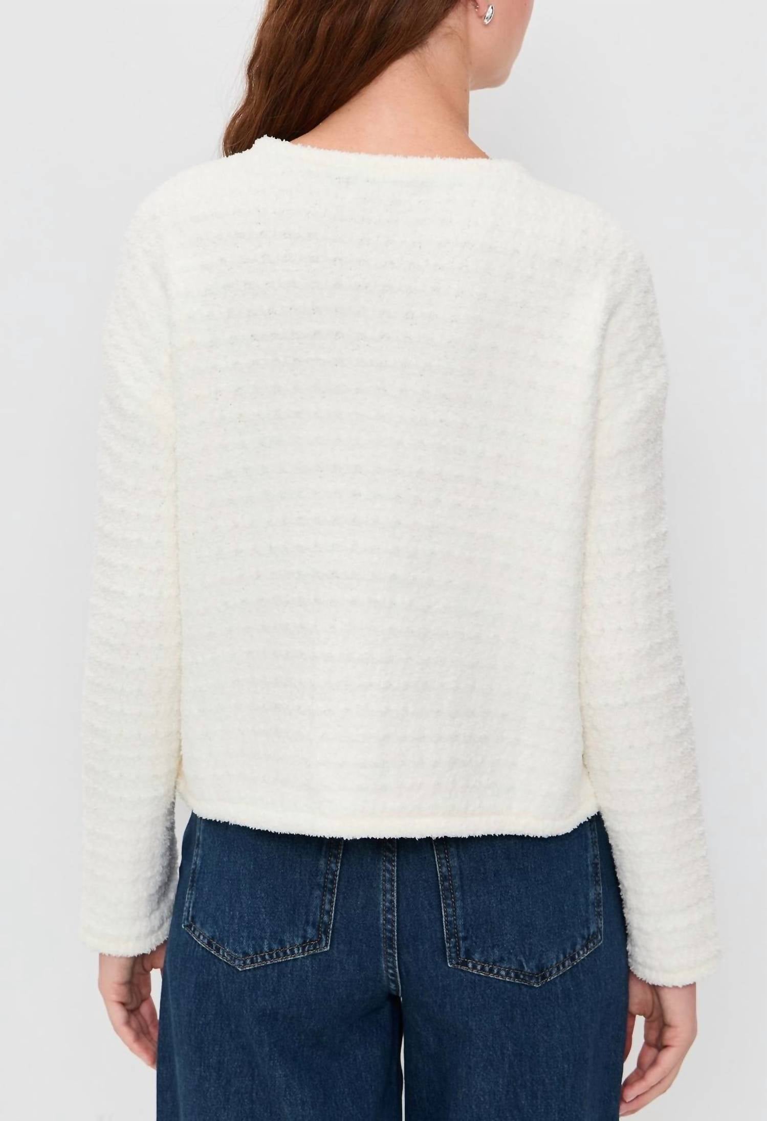 BAREFOOT DREAMS Cozychic Textured Button Front Cardigan in pearl - women's cardigan - alternate view