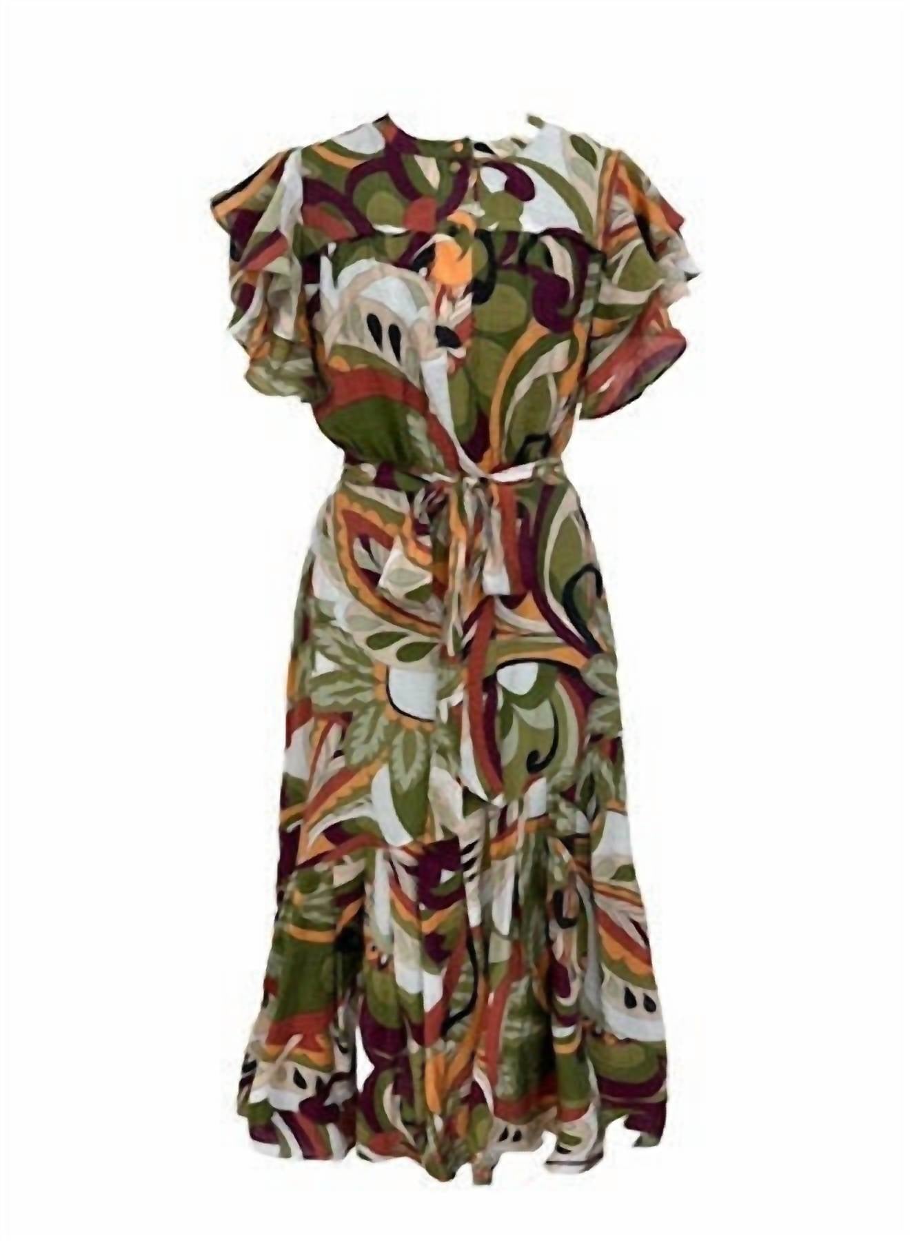 Ciebon - Nythia Printed Flutter Midi Dress