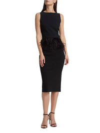 Chiara Boni - Aidos Feather Peplum Midi-dress