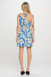 Meet Me In Santorini - Hannah Tropical Floral Print One Shoulder Mini Dress