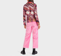 Marc Cain Mountain Air Printed Blazer in bright orchid - women's jacket - detail view