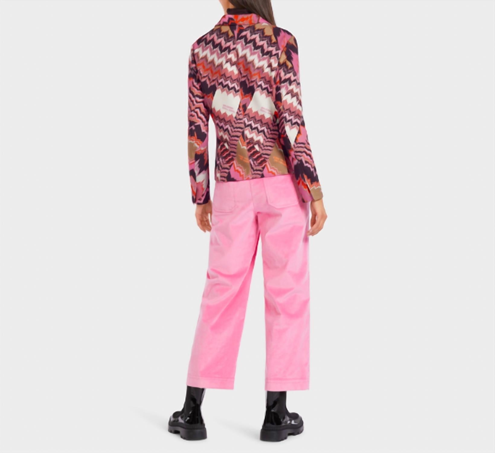 Marc Cain Mountain Air Printed Blazer in bright orchid - women's jacket - detail view