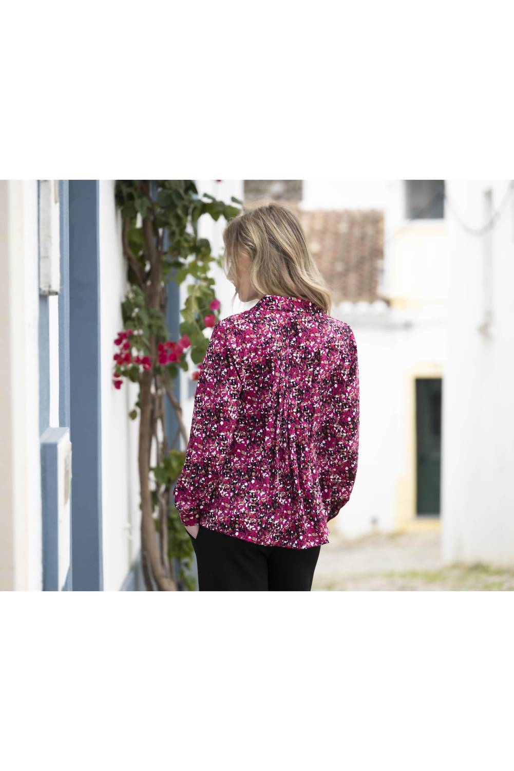 Marble - Collared Print Blouse