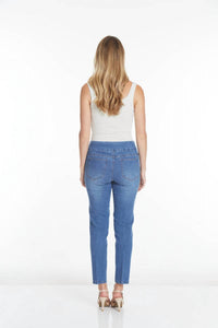 Slimsation By Multiples Pull On Jeans in medium indigo - women's jeans - alternate view