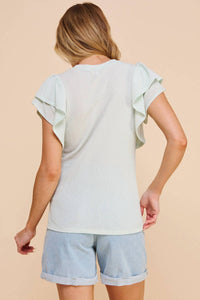 If She Loves - Sparkly Ruffle Sleeve Irvin Blouse